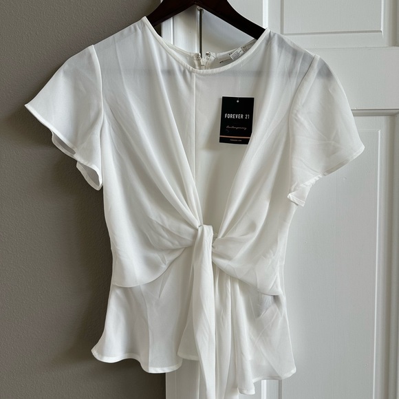 Forever 21 Ivory Tie-Front Blouse - Picture 1 of 4